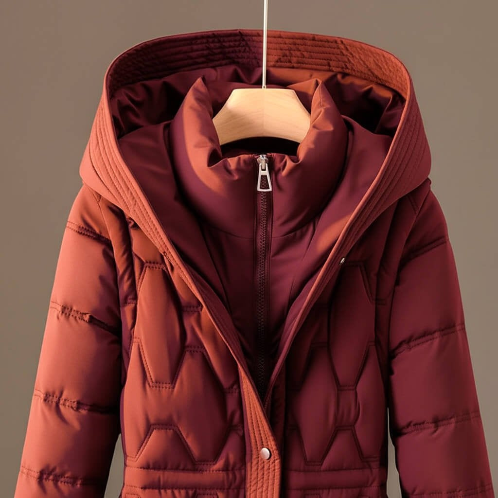 Rebecca - Elegante Lange Gewatteerde Winterjas