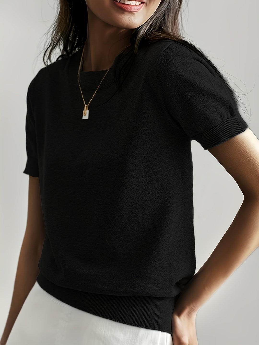 Yvonne - Elegante Gebreide Ronde Hals Top