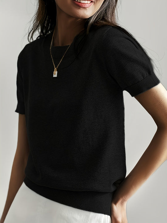 Yvonne - Elegante Gebreide Ronde Hals Top
