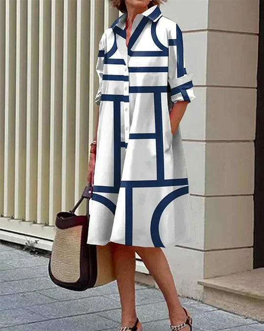 Ingrid - Stijlvolle Blousejurk met Print