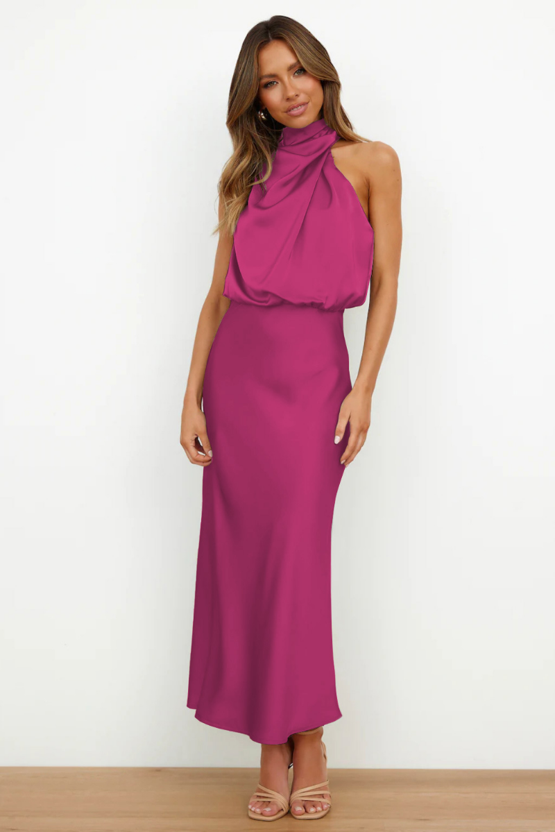Satijnen Halterjurk Dames Elegant - Grace