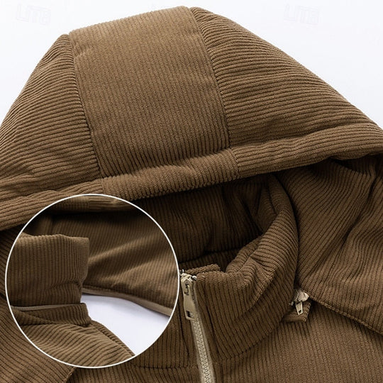 David - Stijlvolle Corduroy Gewatteerde Jas