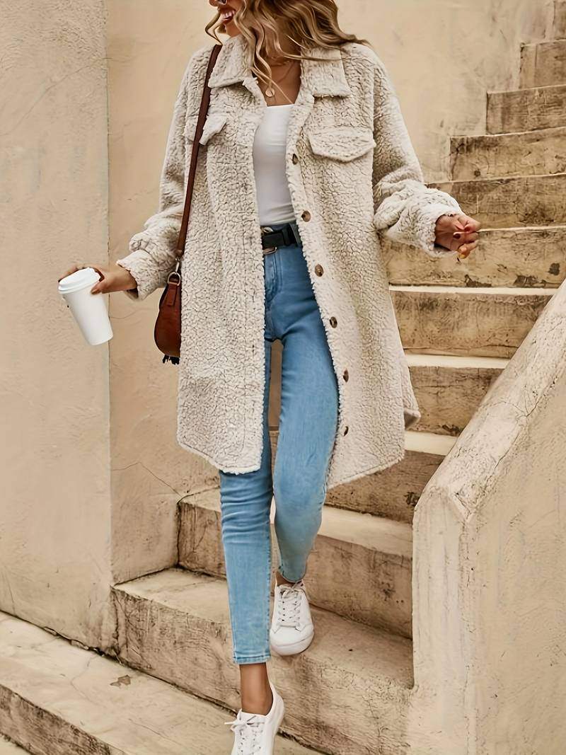 Caroline - Elegante Lange Teddy Winterjas