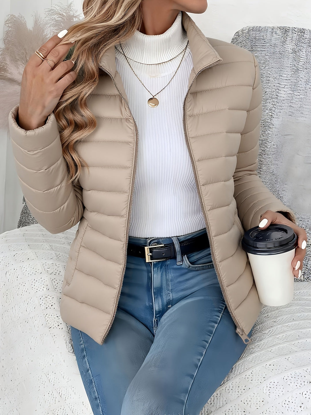 Manon - Stijlvolle Getailleerde Gewatteerde Jas