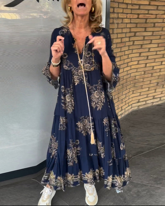 Carol - Boho Maxi Jurk met Bloemenprint