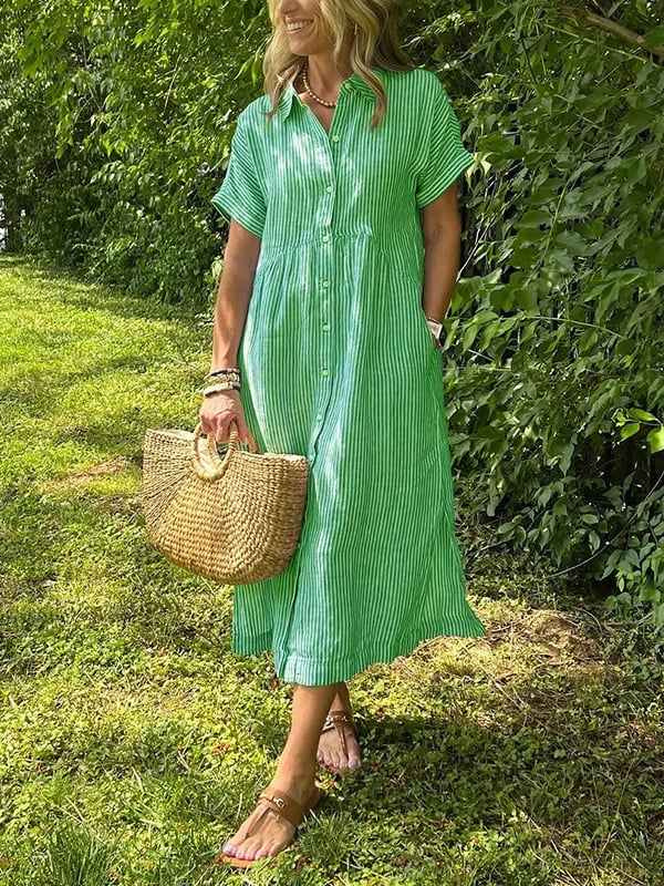 Linnen Blousejurk Dames Gestreept - Sara