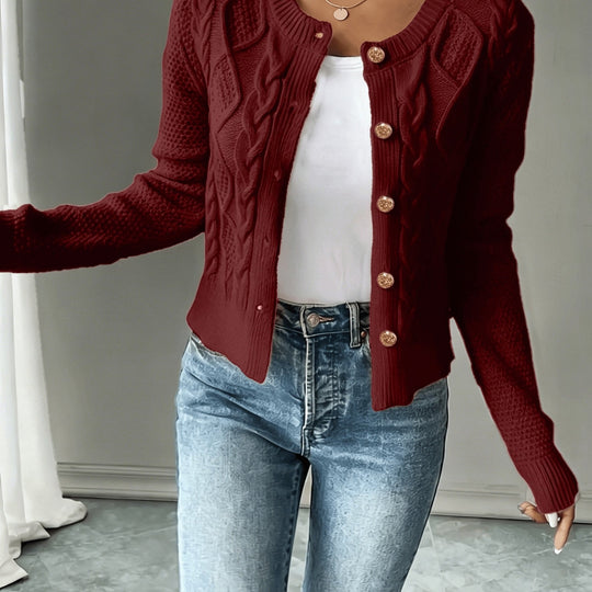 Marianne - Elegant Kabelgebreid Knopen Vest