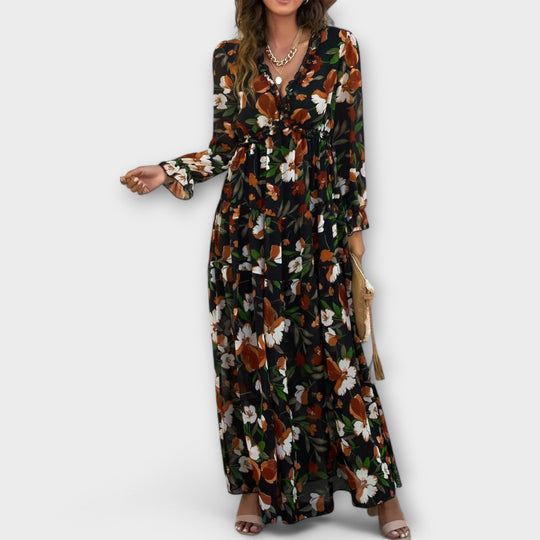 Daphne - Chiffon Maxi Jurk met Bloemenprint