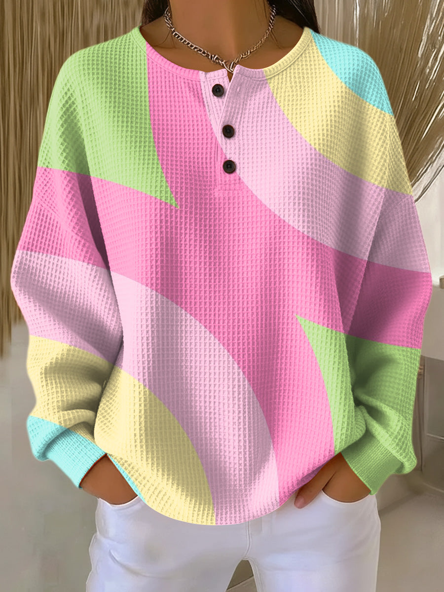 Brigitte - Stijlvolle Lange Mouw Knopen Sweater