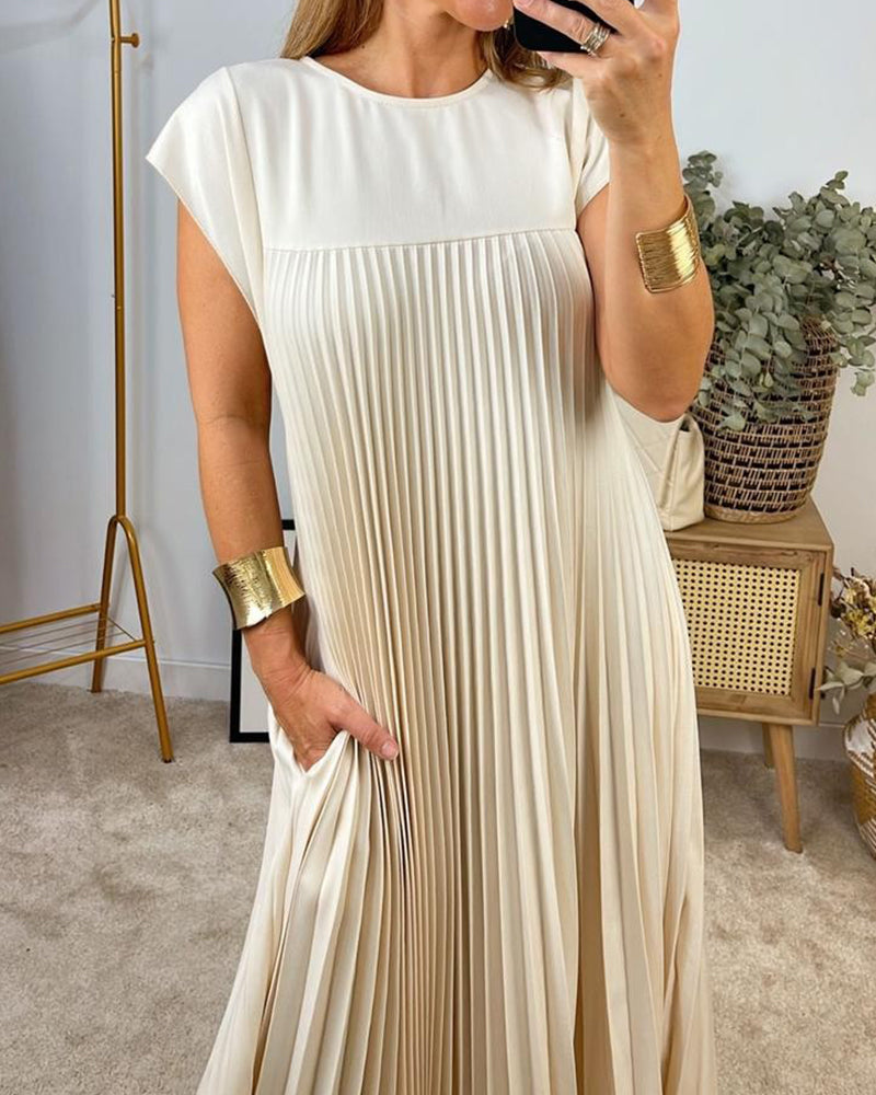 Saskia - Elegante Plissé Maxi Jurk