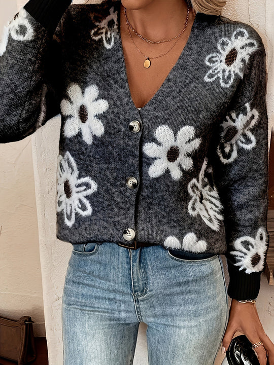 Laura - Elegant Vintage Gebreid Bloemen Vest