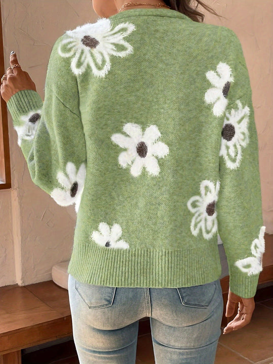 Laura - Elegant Vintage Gebreid Bloemen Vest