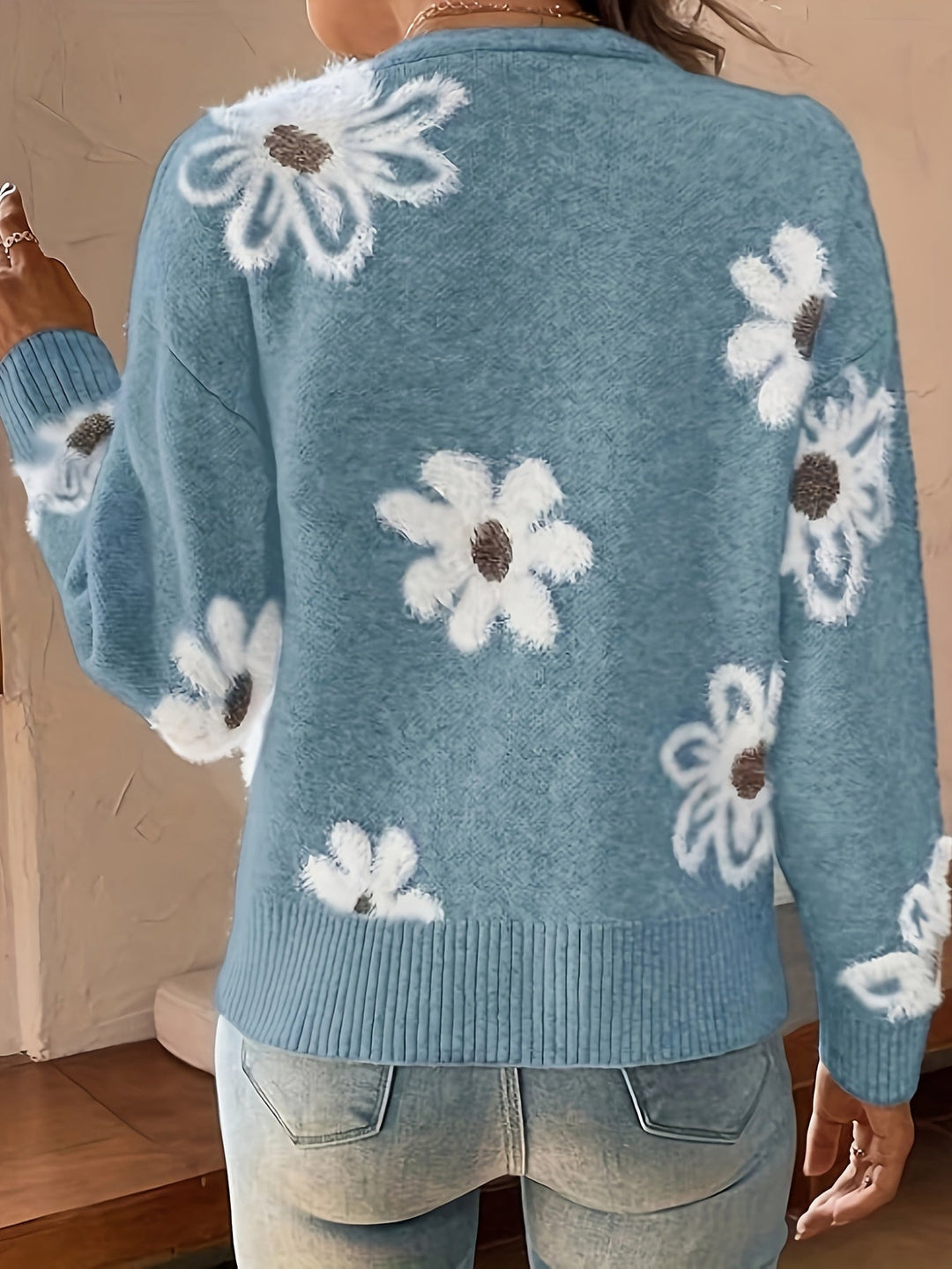 Laura - Elegant Vintage Gebreid Bloemen Vest