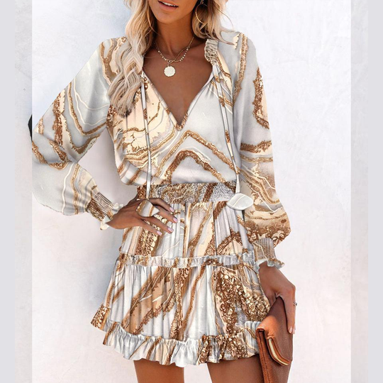 Manon - Boho Mini Jurk met Luipaardprint