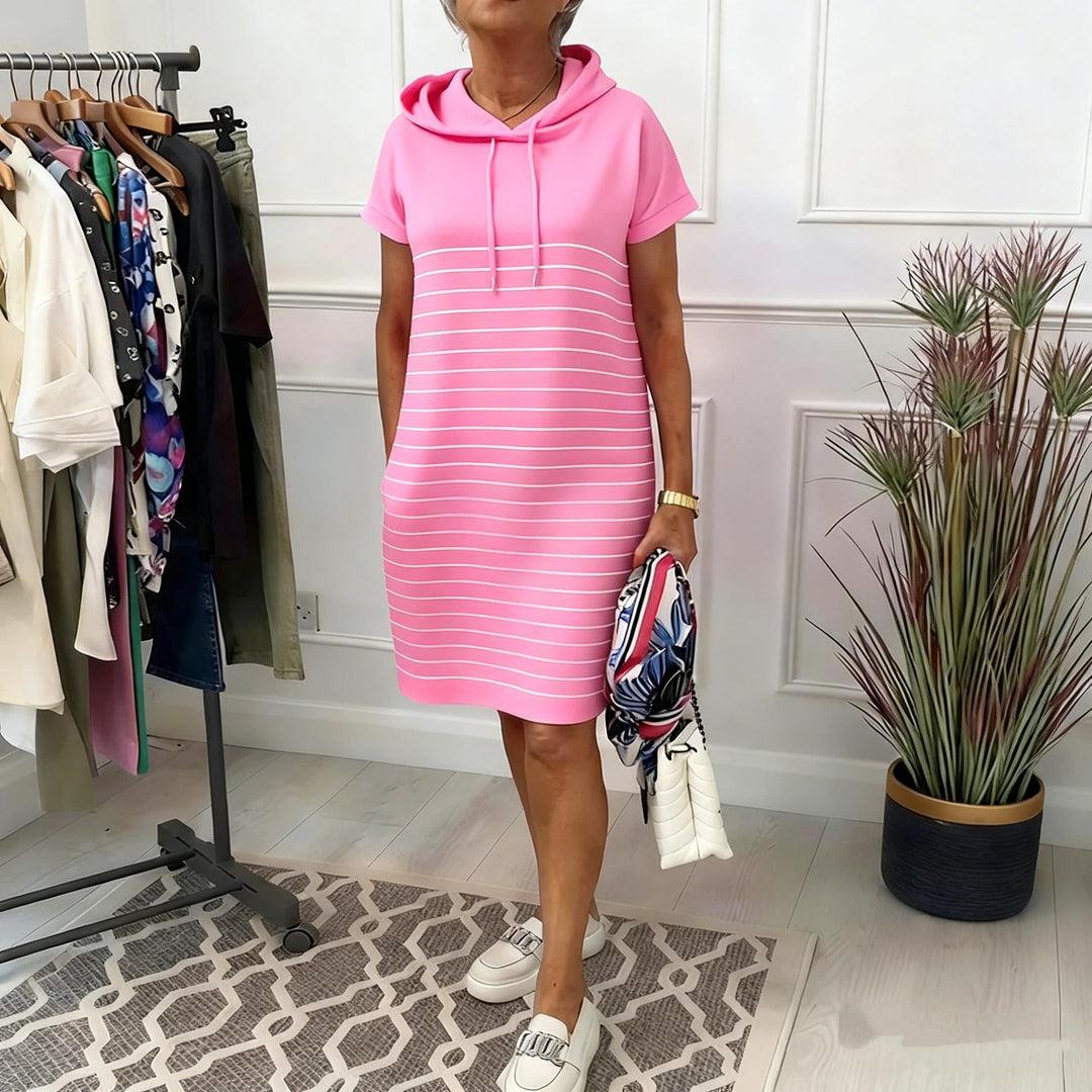 Bella | Sweatjurk Dames Gestreept Met Capuchon