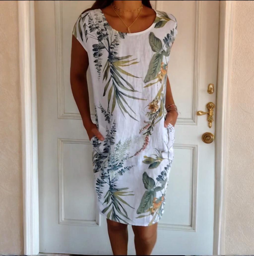 Linnen Tuniek Jurk Dames Botanisch - Livia