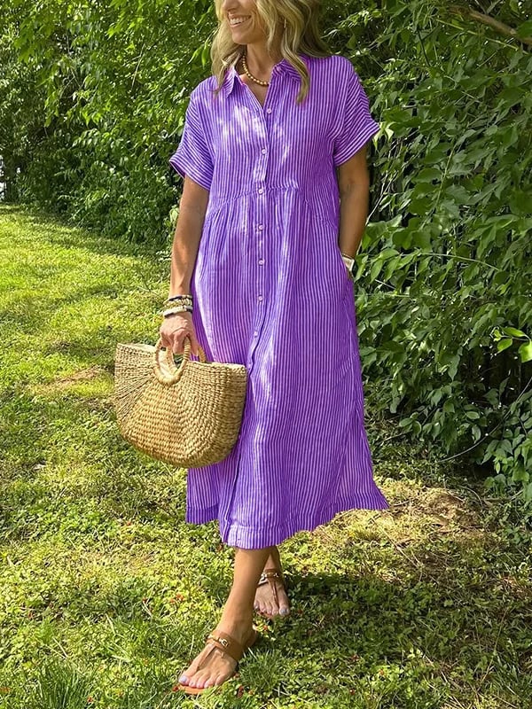Linnen Blousejurk Dames Gestreept - Sara