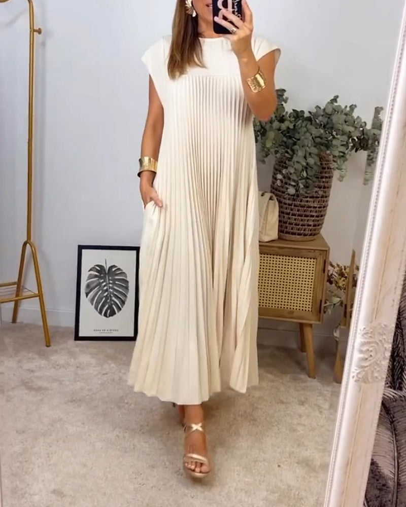 Saskia - Elegante Plissé Maxi Jurk