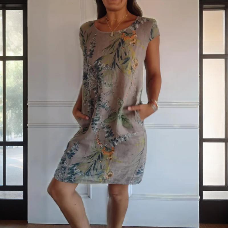 Linnen Tuniek Jurk Dames Botanisch - Livia