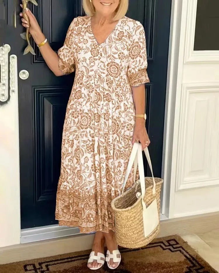 Meredith | Boho Jurk Dames Met Bloemenprint