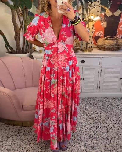 Lottie | Maxi Jurk Dames Kleurrijk Met Bloemenprint