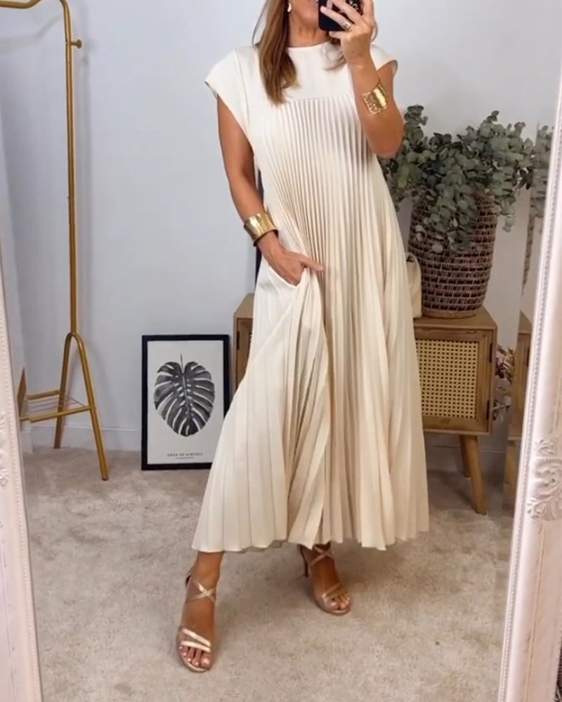 Saskia - Elegante Plissé Maxi Jurk