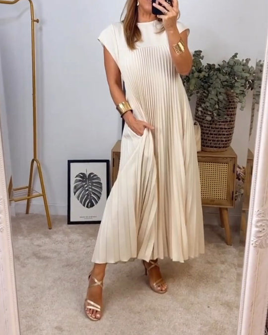 Saskia - Elegante Plissé Maxi Jurk