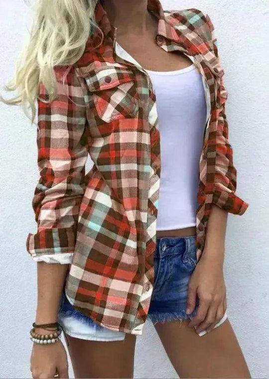 Geruite Blouse Dames Lange Mouw Stijlvol - Sophie