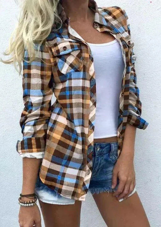 Geruite Blouse Dames Lange Mouw Stijlvol - Sophie