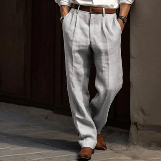 David - Verfijnde Wijde Geplooide Pantalon