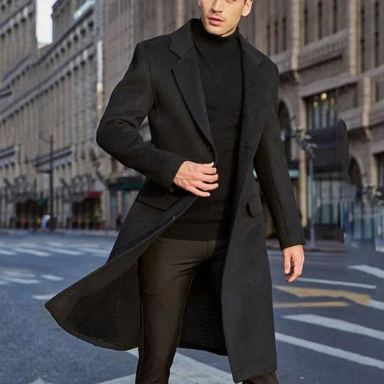 Roberto - Elegante Lange Wollen Mantel Winterjas