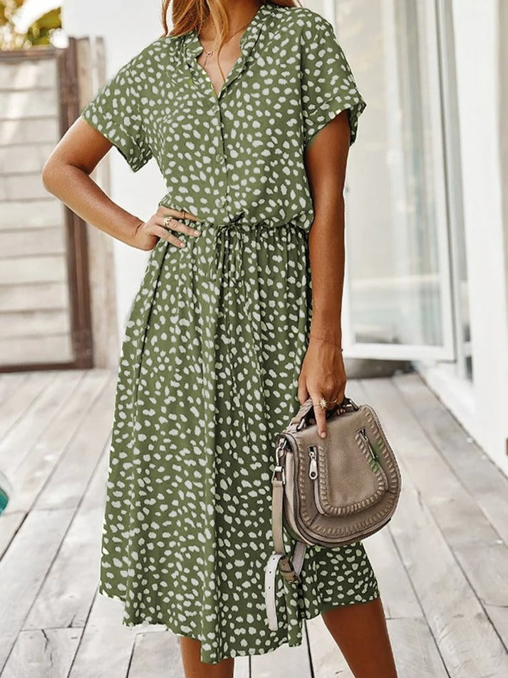 Midi Blousejurk Dames Casual Met Print - Iris