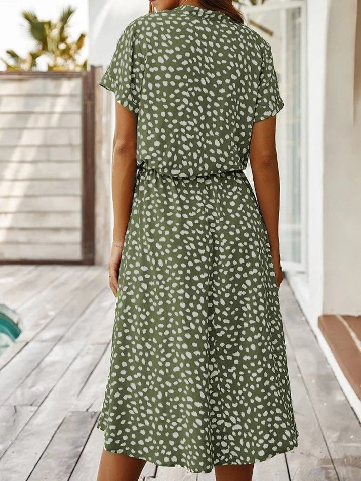 Midi Blousejurk Dames Casual Met Print - Iris
