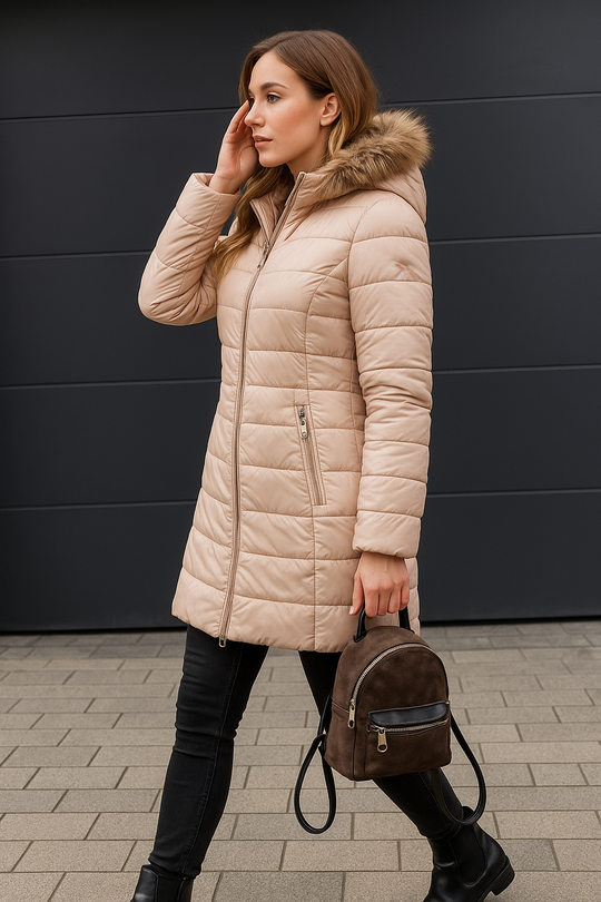 Nathalie - Stijlvolle Lange Donzen Winterjas