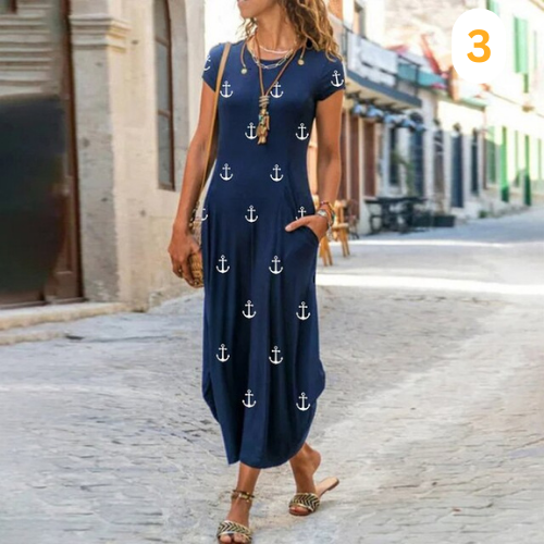 Julia - Lange Maxi Jurk Met Levendige Print En Elegant Design