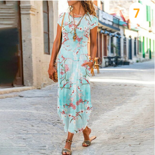 Julia - Lange Maxi Jurk Met Levendige Print En Elegant Design