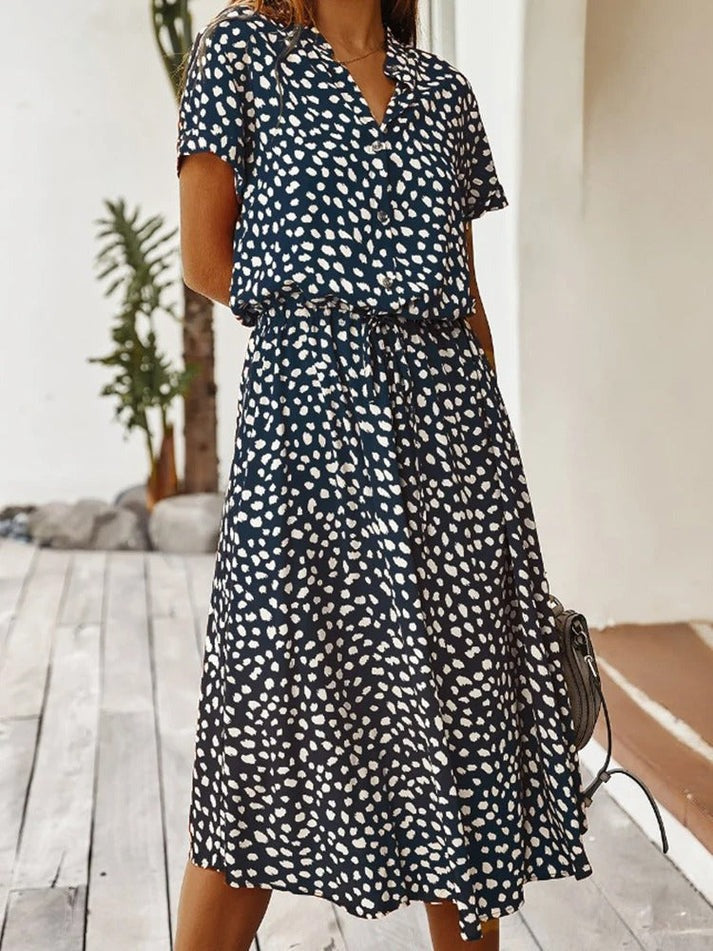 Midi Blousejurk Dames Casual Met Print - Iris