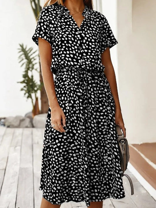 Midi Blousejurk Dames Casual Met Print - Iris