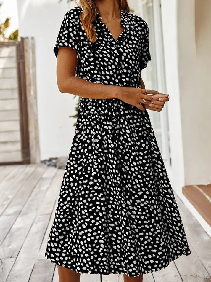 Midi Blousejurk Dames Casual Met Print - Iris