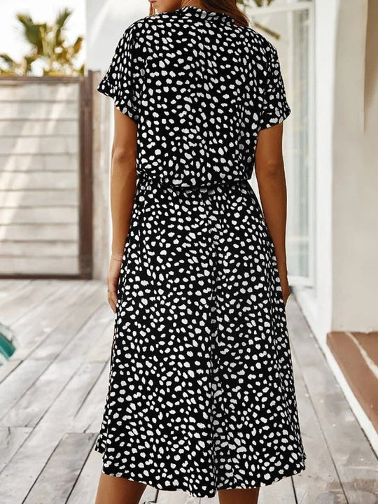 Midi Blousejurk Dames Casual Met Print - Iris