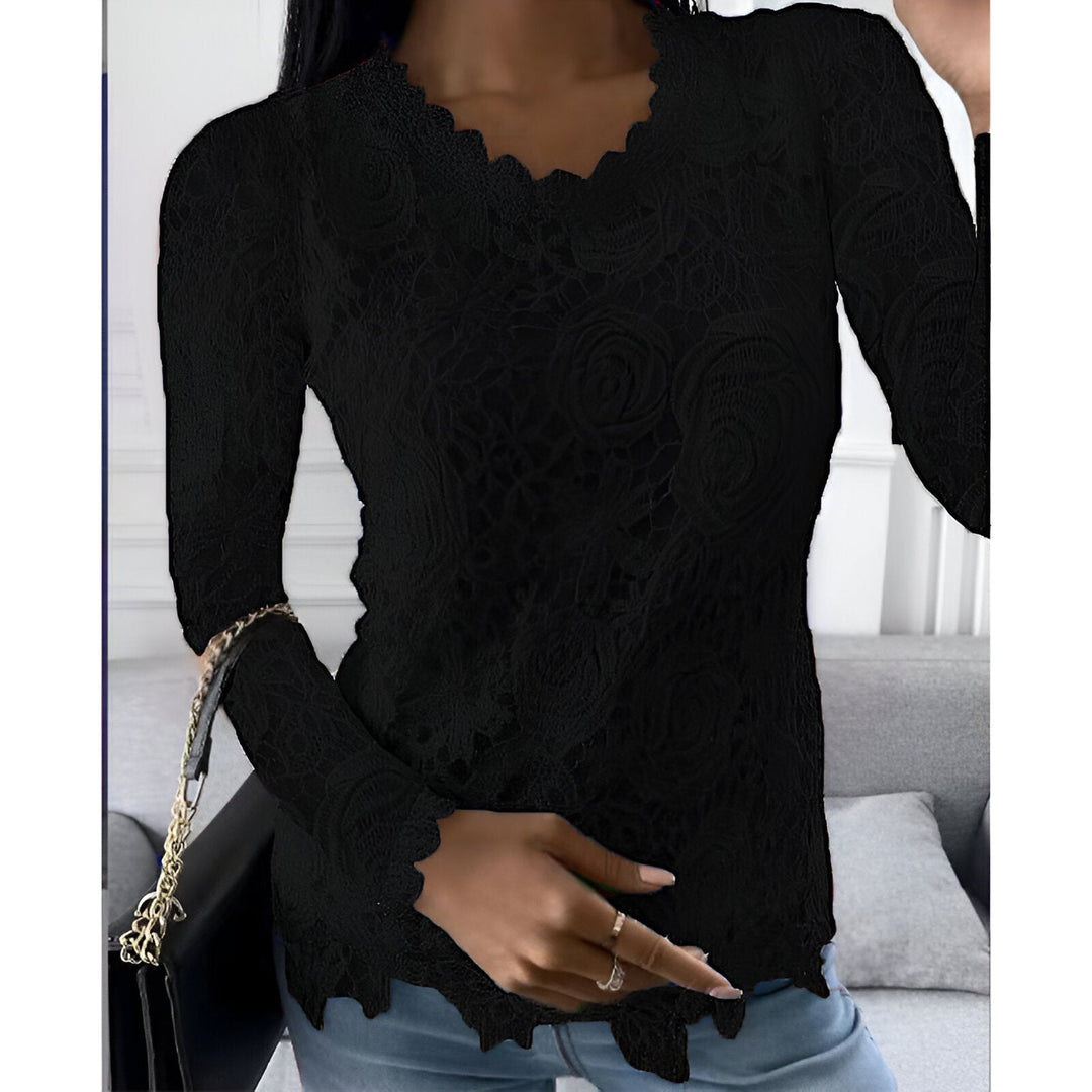 Clarisse - Elegante Kanten Dames Blouse Lange Mouwen