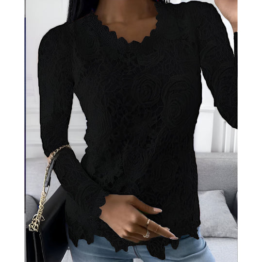 Clarisse - Elegante Kanten Dames Blouse Lange Mouwen
