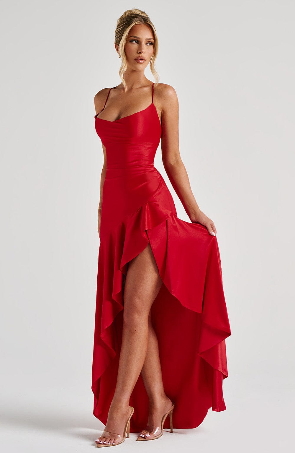 Charlotte - Elegante Satijnen Maxi Jurk met Split