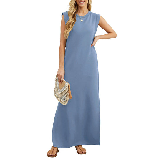Wendy - Effen Mouwloze Maxi Jurk Dames
