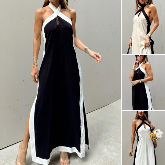 Margot - Stijlvolle Halter Maxi Jurk met Split