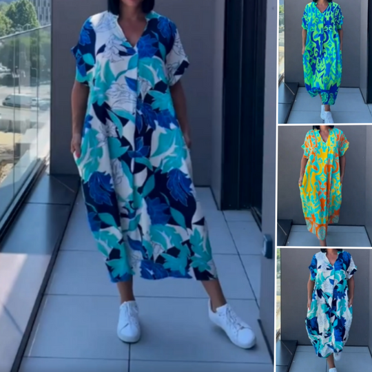 Noa | Kaftan Jurk Dames Luchtig Met Print