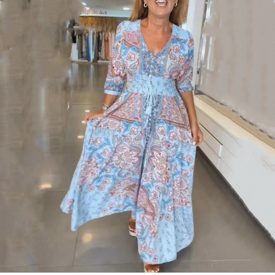 Boho Maxi Jurk Dames Met Print - Anna