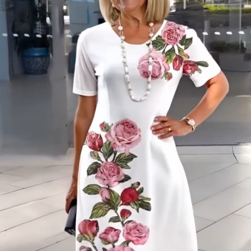 Midi Jurk Dames Met Bloemenprint Klassiek - Yara