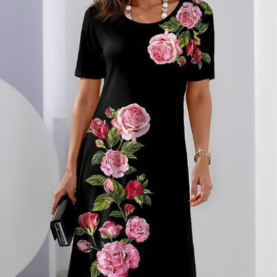 Midi Jurk Dames Met Bloemenprint Klassiek - Yara