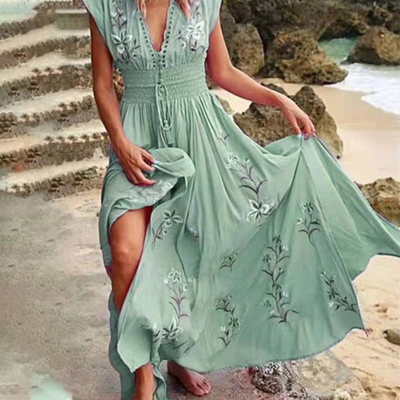 Boho Maxi Jurk Dames Met Borduursel - Lara